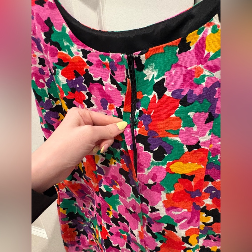 Vintage Floral Multicolor Tank Dress Size 10 - Picture 5 of 5